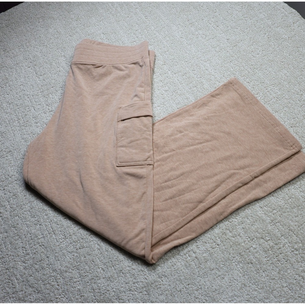 A New Day Tan Heather Wide Leg Cargo Sweatpants XL Lounge Utility Pants